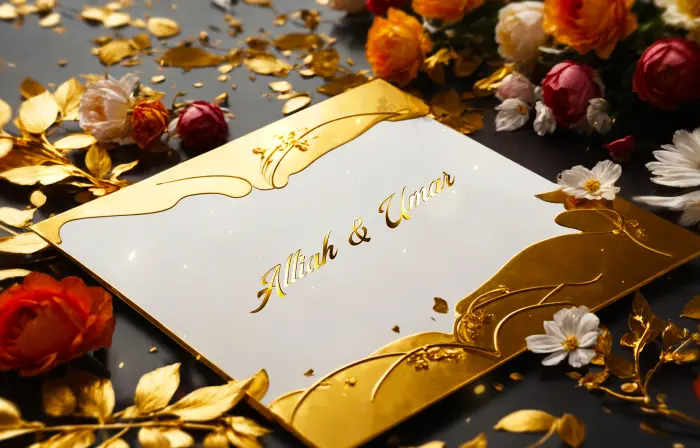 Muslim Wedding Invitation 3D Golden Theme Slideshow